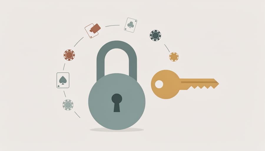 Metal lock and key card on a tabletop symbolizing security and control for responsible gambling